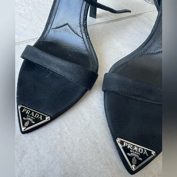 Prada Black Heels with Silver Accents - Picture 3 of 8